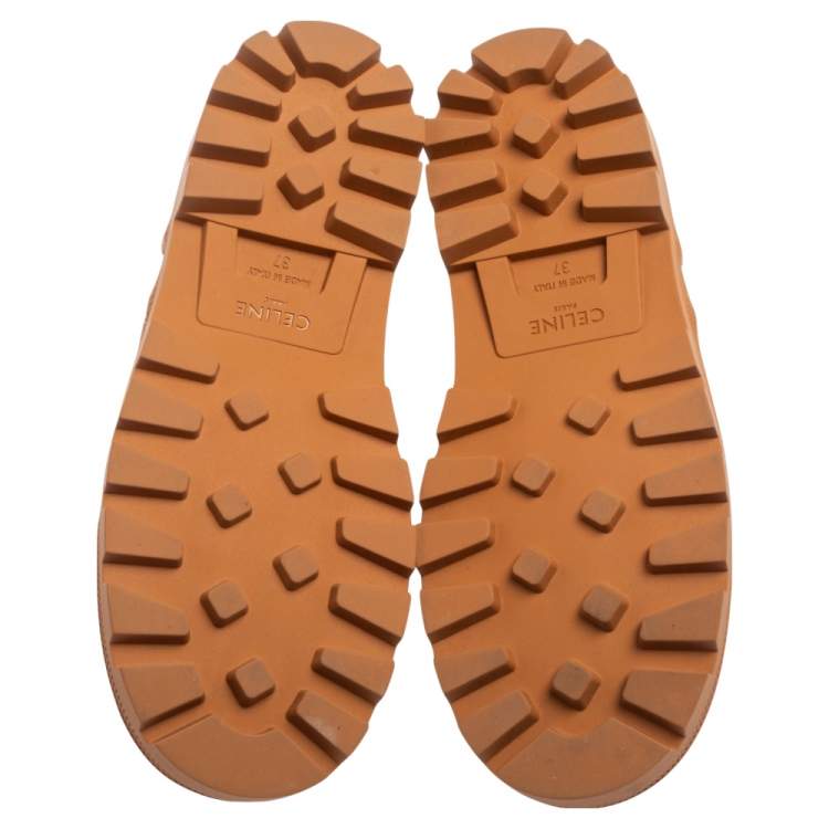مملوكة مسبقًا Celine Copper Brown Canvas Patapans Lace-Up Boots Size 37