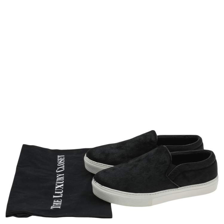 Pre Owned Celine Black Pony Hair Slip On Sneakers Size 40