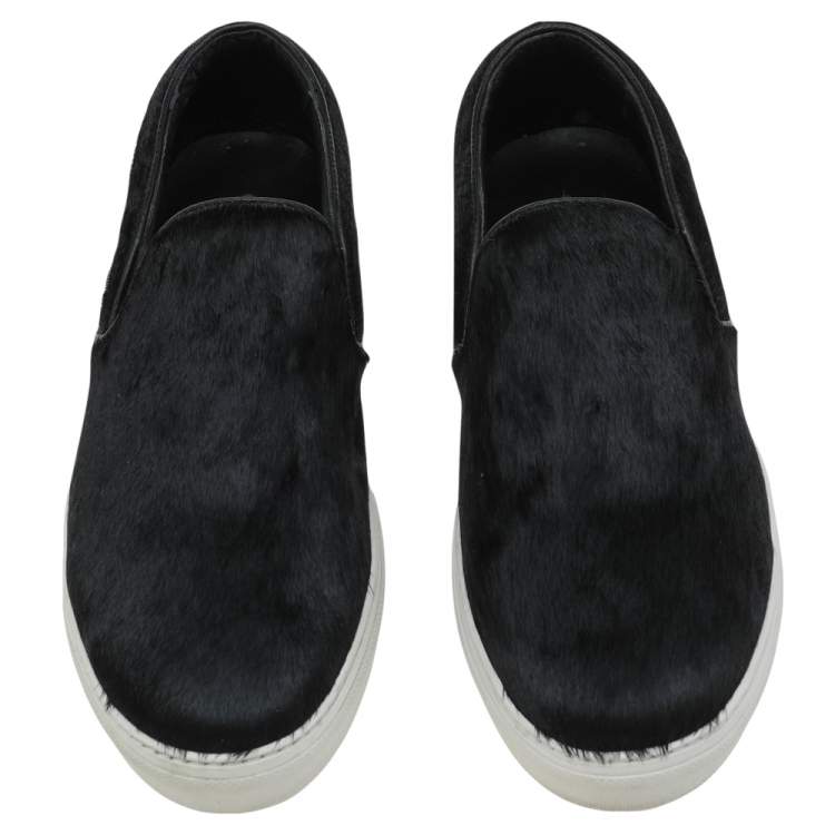 Pre Owned Celine Black Pony Hair Slip On Sneakers Size 40