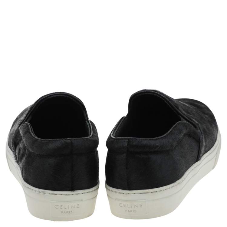 Pre Owned Celine Black Pony Hair Slip On Sneakers Size 40