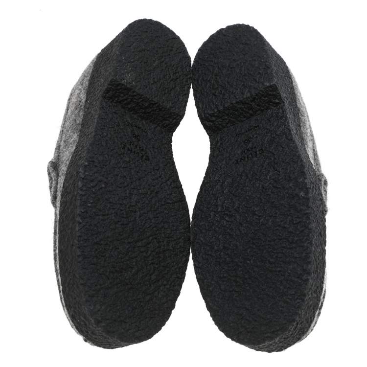 Pre Owned Celine Grey Wool Slip on Loafers Size 36