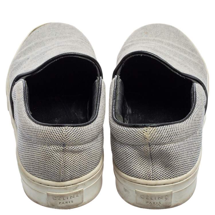 Pre Owned Celine Blue/White Canvas Slip-On Sneakers Size 39