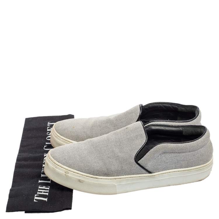 Pre Owned Celine Blue/White Canvas Slip-On Sneakers Size 39