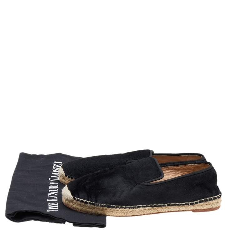 Pre Owned Celine Black Calf Hair Espadrille Flats Size 41