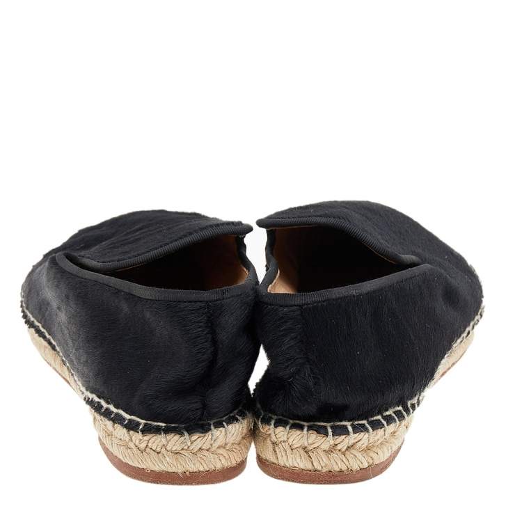 Pre Owned Celine Black Calf Hair Espadrille Flats Size 41