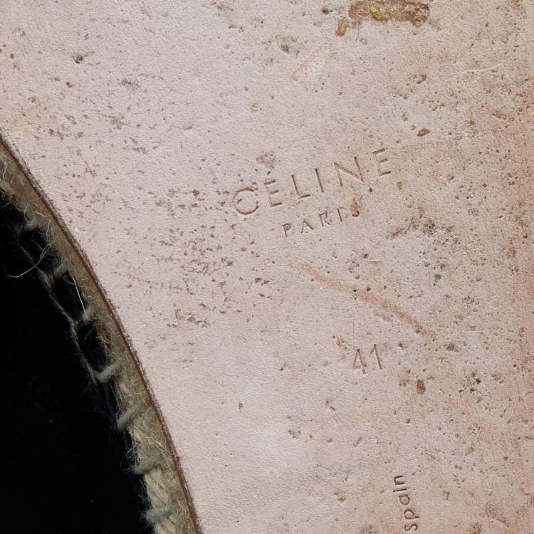 Pre Owned Celine Black Calf Hair Espadrille Flats Size 41