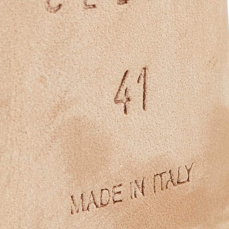 Pre Owned Celine Multicolor Patent Leather and Straw Slingback Sandals Size 41