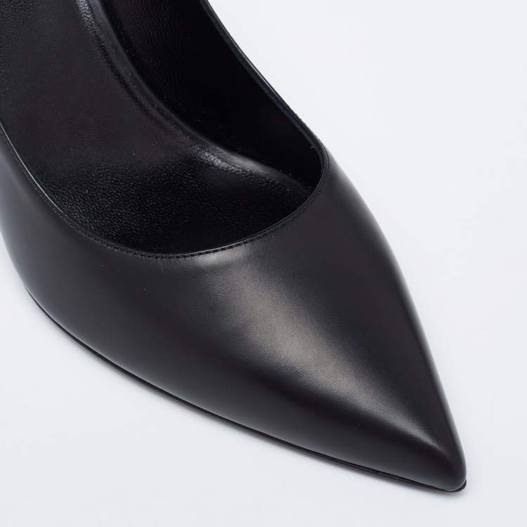 Pre Owned Celine Black Leather Pointed Toe Pumps Size 38