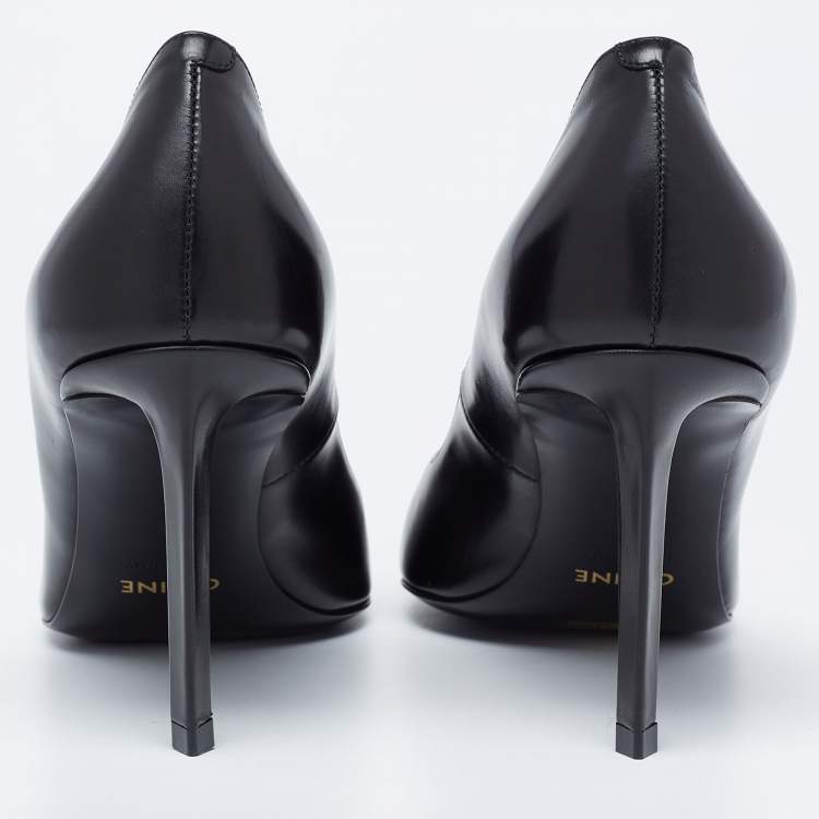 Pre Owned Celine Black Leather Pointed Toe Pumps Size 38