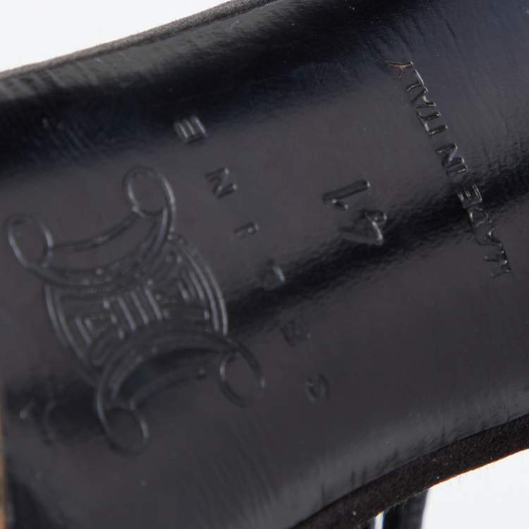 Pre Owned Celine Black Satin Embellished Strappy Sandals Size 41