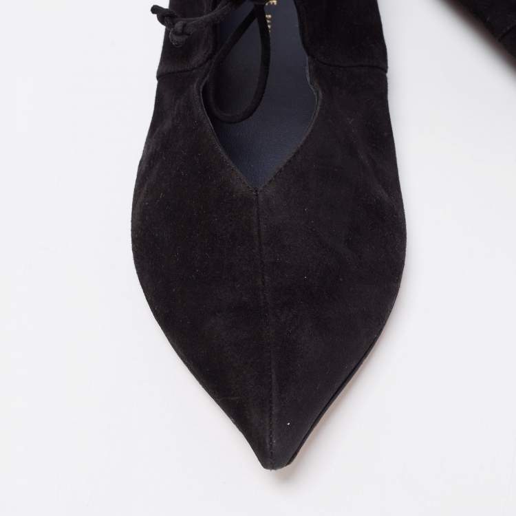 Pre Owned Celine Black Suede Babouche Pointed Toe Ballet Flats Size 37