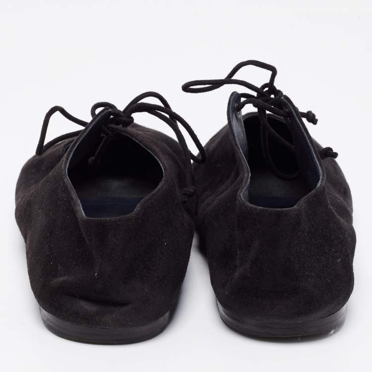 Pre Owned Celine Black Suede Babouche Pointed Toe Ballet Flats Size 37