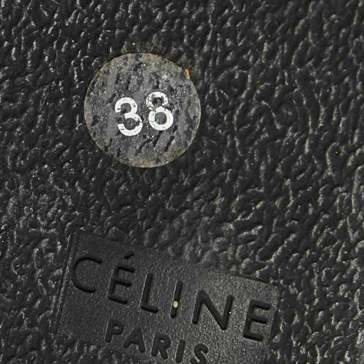 Pre Owned Celine Black Patent Leather Wedge Platform Ankle Strap Sandals Size 38