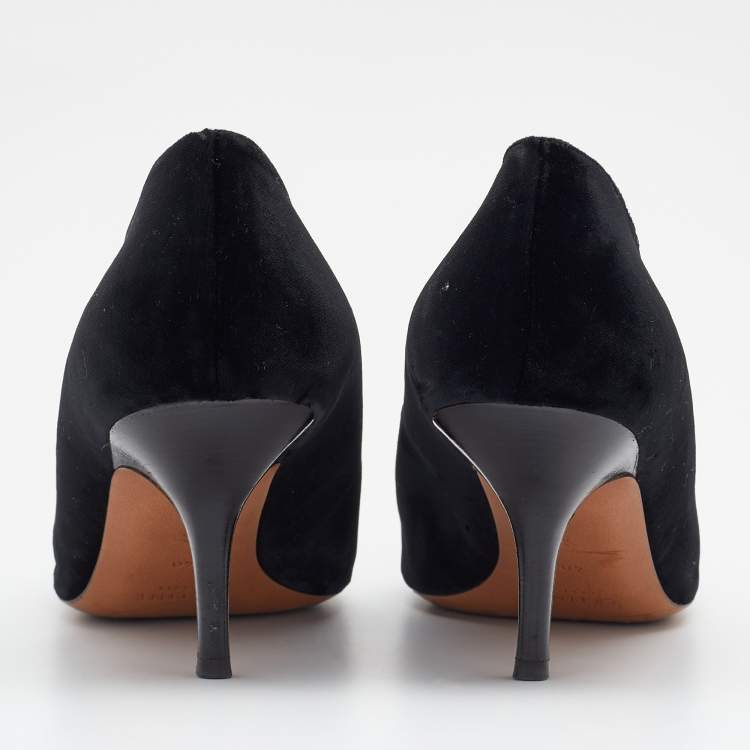 Pre Owned Celine Black Velvet V Neck Pointed Toe Pumps Size 40