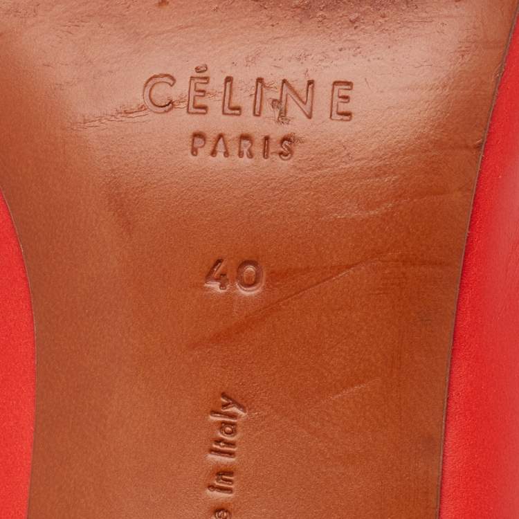 Pre Owned Celine Red Leather V Neck Slingback Sandals Size 40