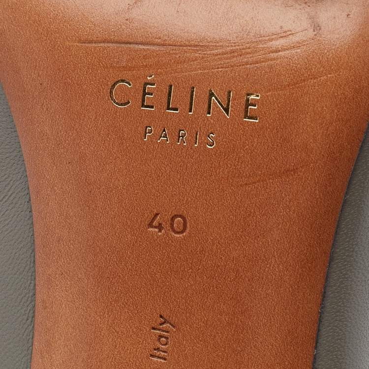 Pre Owned Celine Grey Leather V Neck Pointed Toe Pumps Size 40