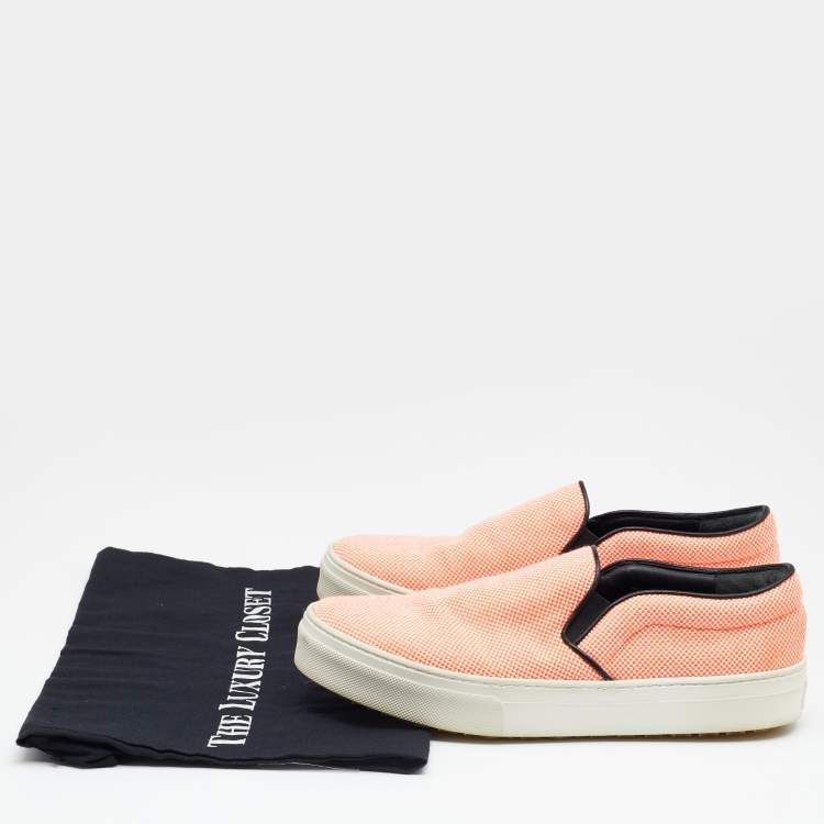 Pre Owned Celine Orange Canvas Slip On Sneakers Size 38
