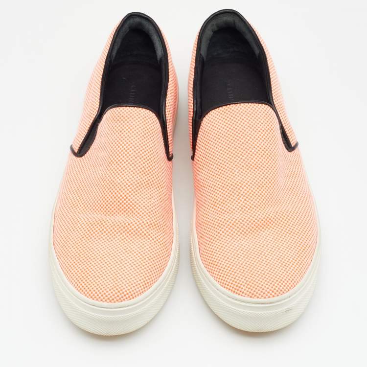 Pre Owned Celine Orange Canvas Slip On Sneakers Size 38