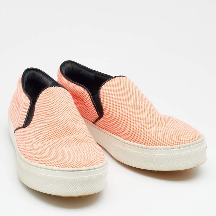 Pre Owned Celine Orange Canvas Slip On Sneakers Size 38