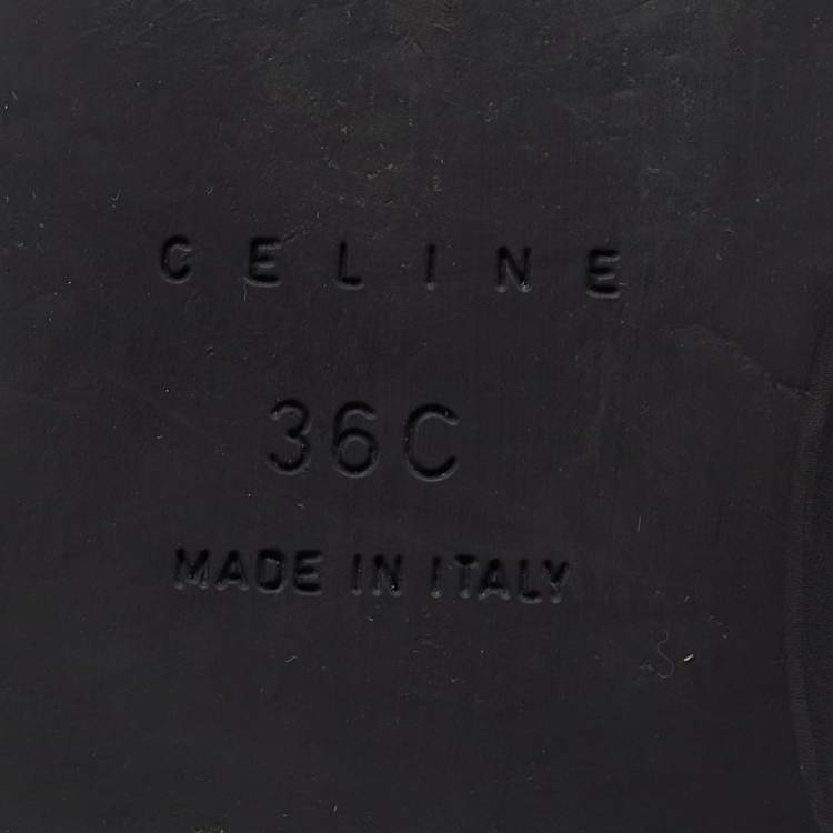 Pre Owned Celine Black Leather Mid Calf Boots Size 36