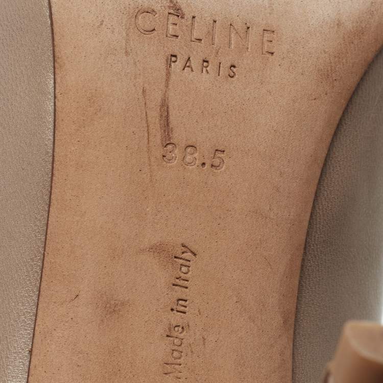 Pre Owned Celine Beige Leather Pointed-Toe Pumps Size 38.5
