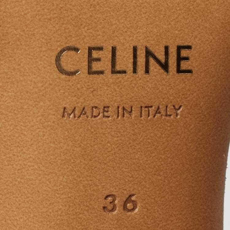 Pre Owned Celine Silver Leather Ankle Strap Pumps Size 36