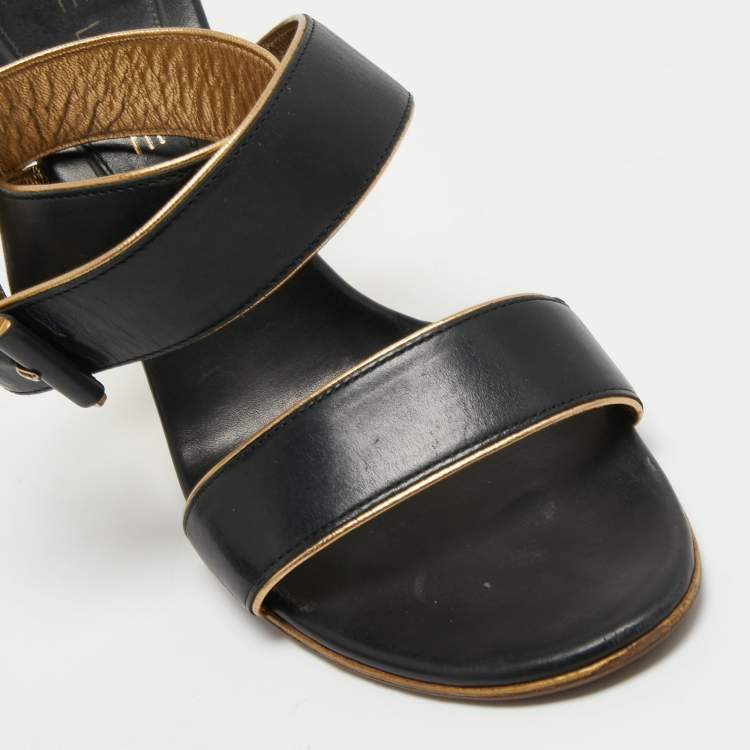 Pre Owned Celine Black Leather Ankle Wrap Sandals Size 40