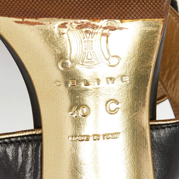 Pre Owned Celine Black Leather Ankle Wrap Sandals Size 40