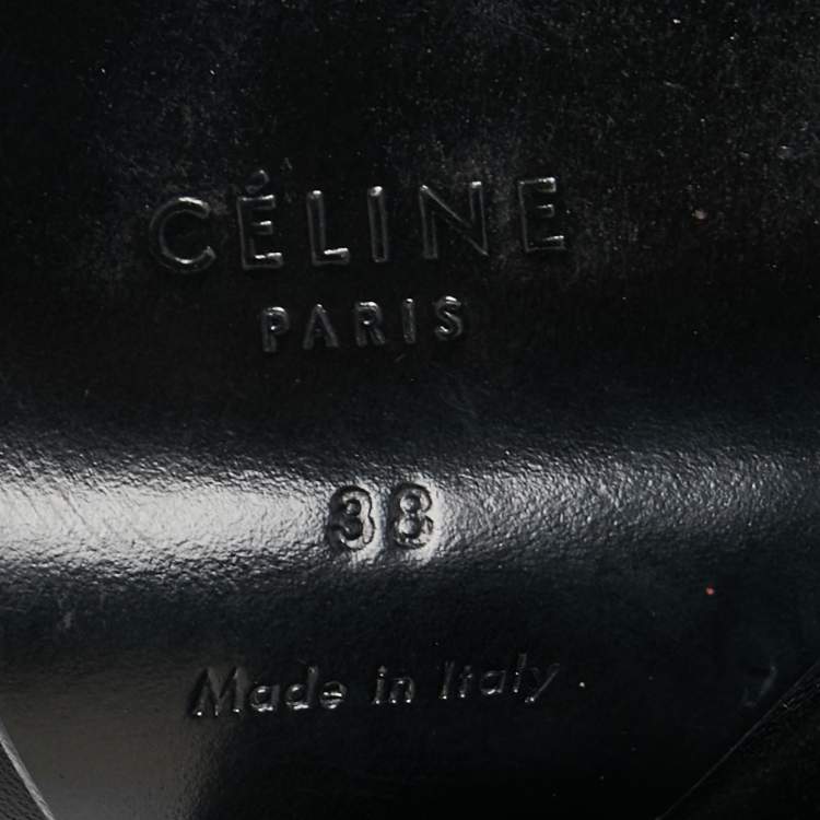 Pre Owned Celine Black Leather Zipper Wedge Boots Size 38