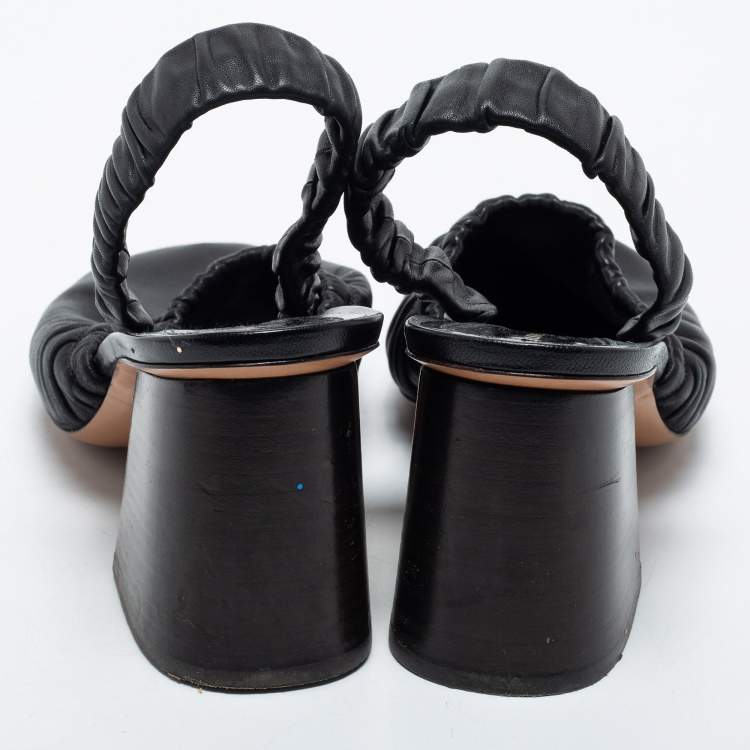 Pre Owned Céline Black Leather Block Heel Sandals Size 40