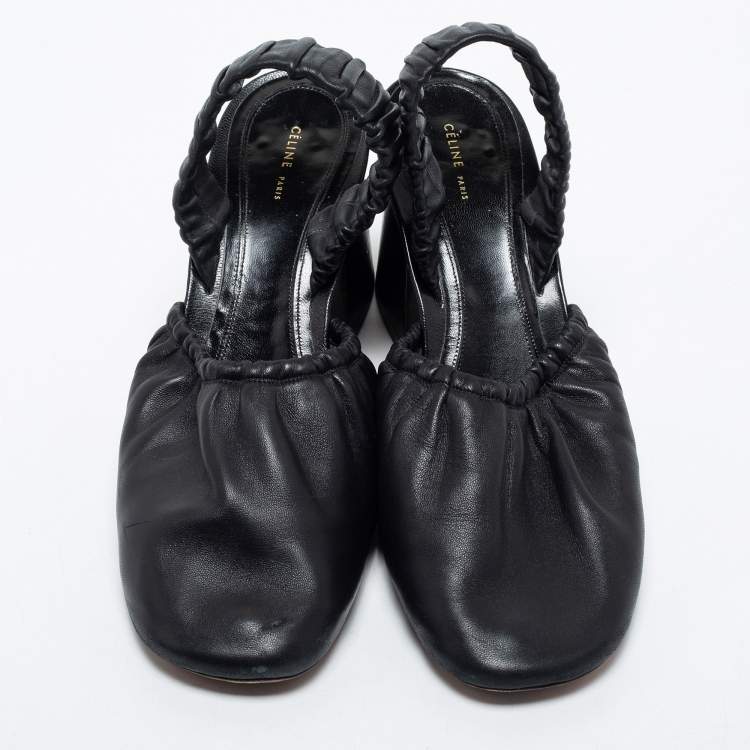 Pre Owned Céline Black Leather Block Heel Sandals Size 40