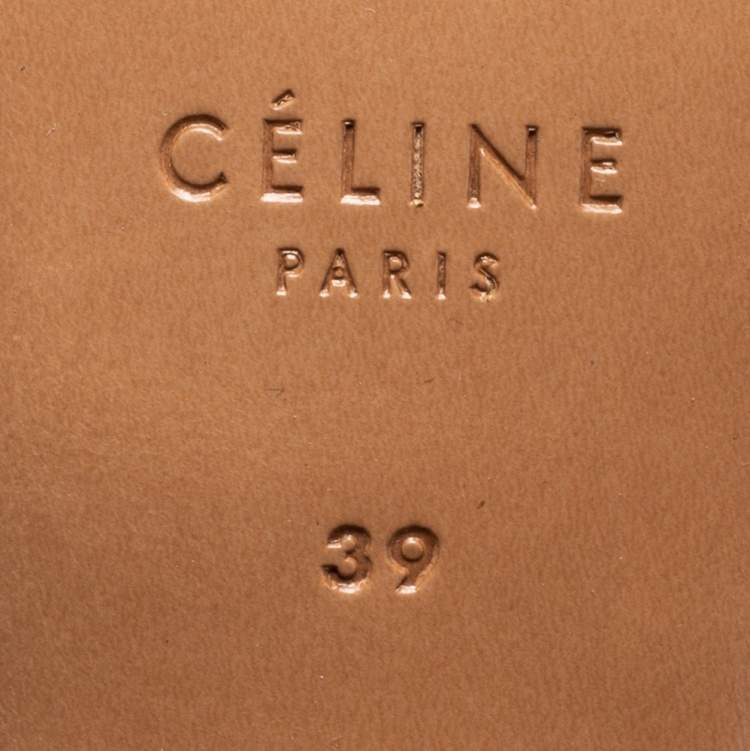 Pre Owned Celine Beige/Black Leather Slingback Pumps Size 39