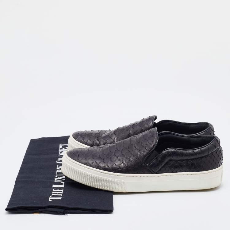 Pre Owned Celine Black Python Leather Slip On Sneakers Size 37