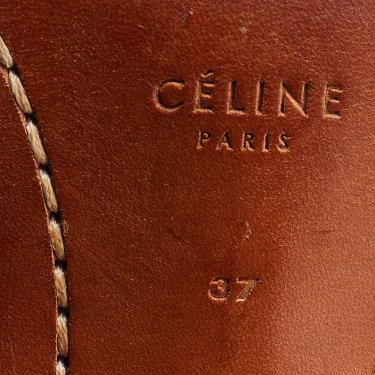 Pre Owned Celine Black Leather Toe Ring Slide Sandals Size 37