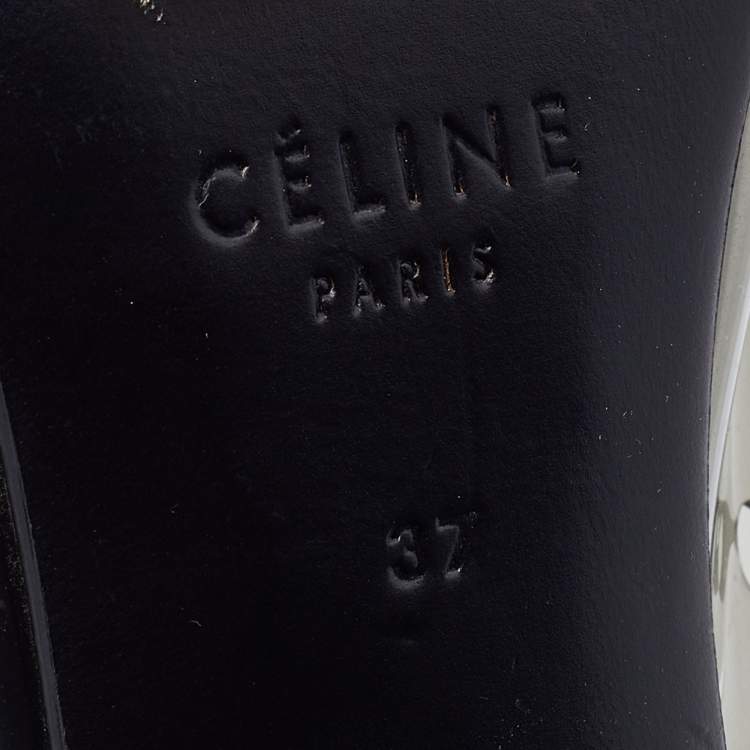 Pre Owned Celine Black Leather and PVC Slide Sandals Size 37
