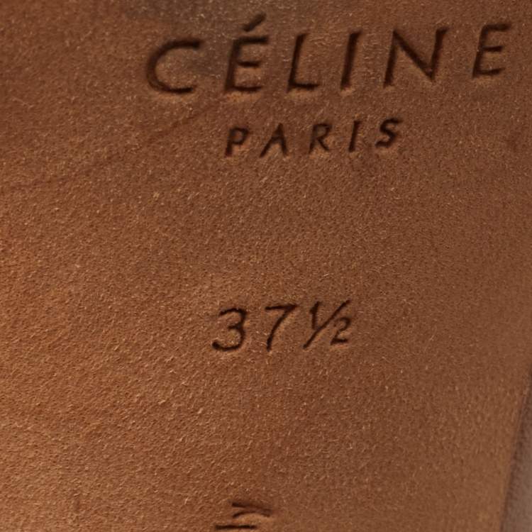 Pre Owned Celine Brown Leather Block Heel Pumps Size 37.5