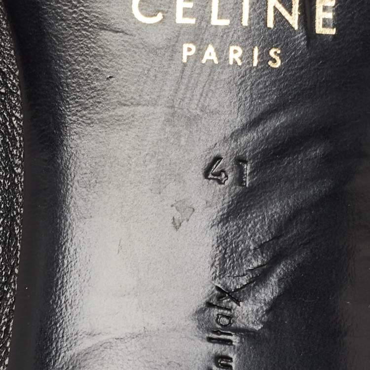 Pre Owned Celine Black Leather V Neck Pointed Toe Pumps Size 41