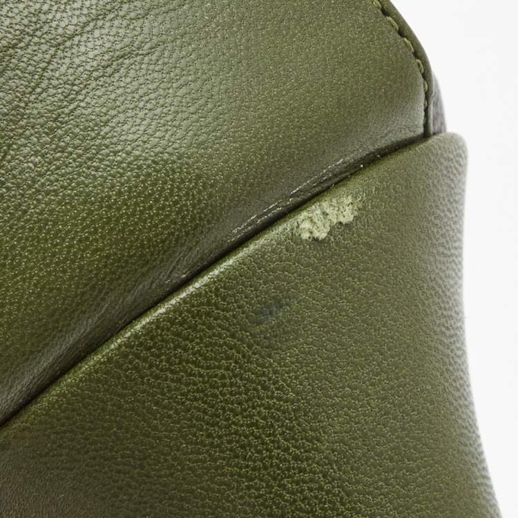 Pre Owned Celine Black/Army Green Leather Twisted Knot Ankle Strap Sandals Size 40