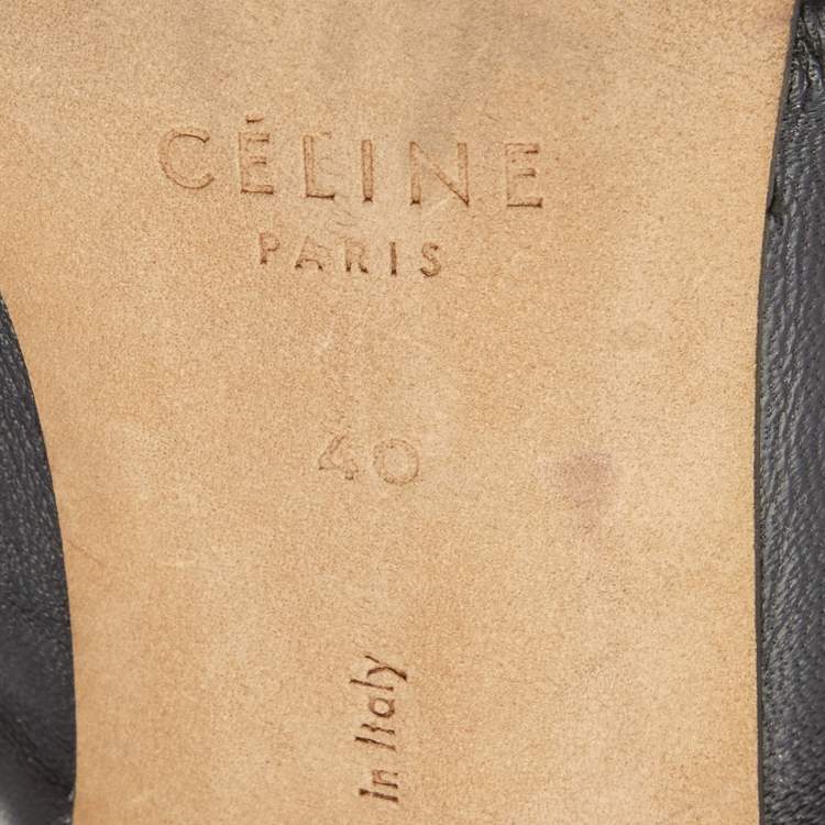 Pre Owned Celine Black/Army Green Leather Twisted Knot Ankle Strap Sandals Size 40