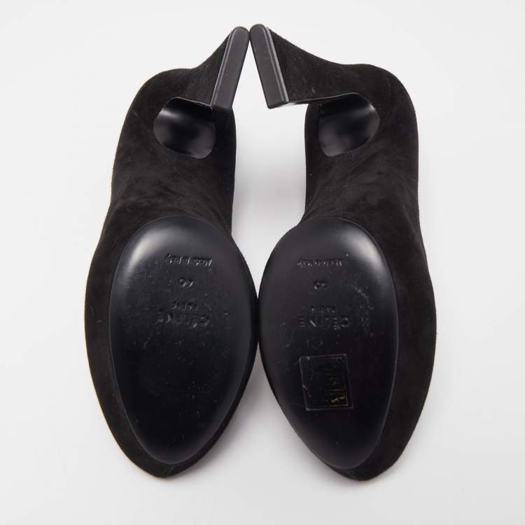 Pre Owned Celine Black Suede Platform Pump Size 40