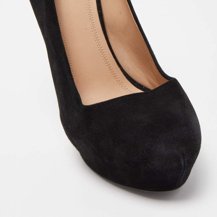 Pre Owned Celine Black Suede Platform Pump Size 40