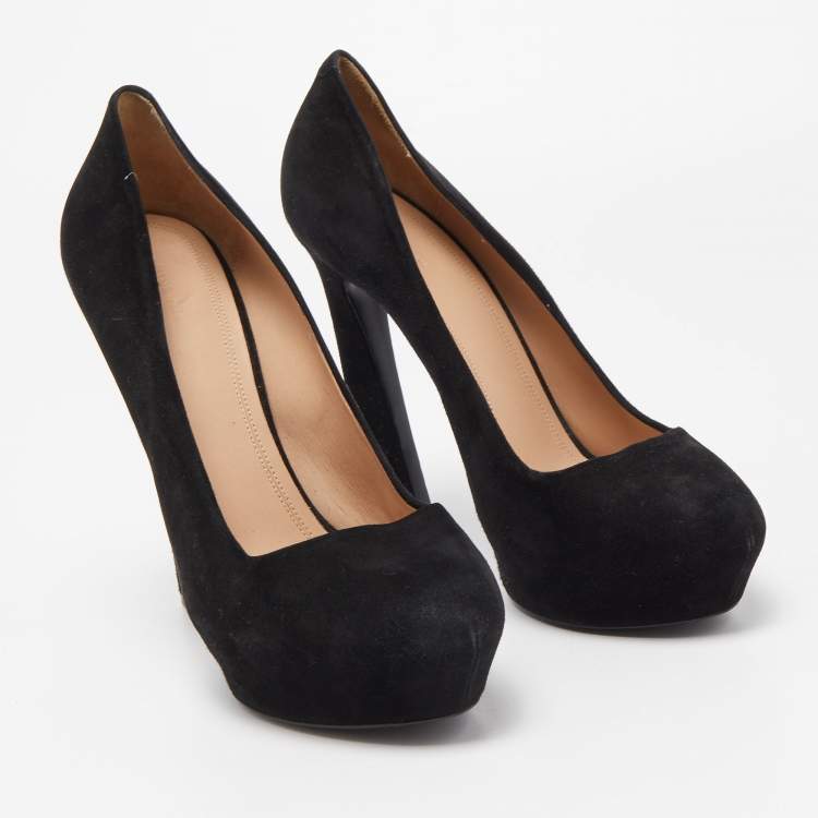 Pre Owned Celine Black Suede Platform Pump Size 40