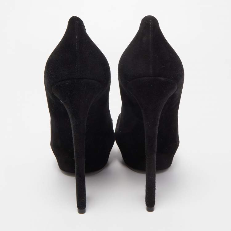 Pre Owned Celine Black Suede Platform Pump Size 40