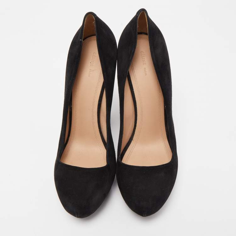 Pre Owned Celine Black Suede Platform Pump Size 40