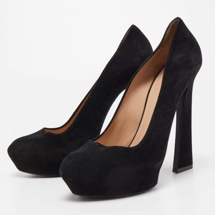 Pre Owned Celine Black Suede Platform Pump Size 40