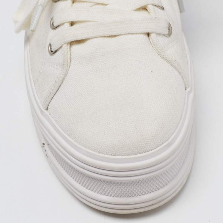 Pre Owned Celine White Canvas  Jane Platform Sneakers Size 40