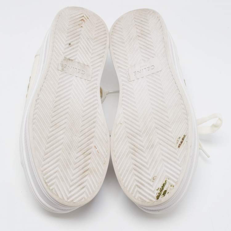 Pre Owned Celine White Canvas  Jane Platform Sneakers Size 40