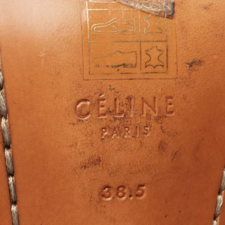 مملوكة مسبقًا Celine Tan/Black Leather Bam Bam Sandals Size 38.5