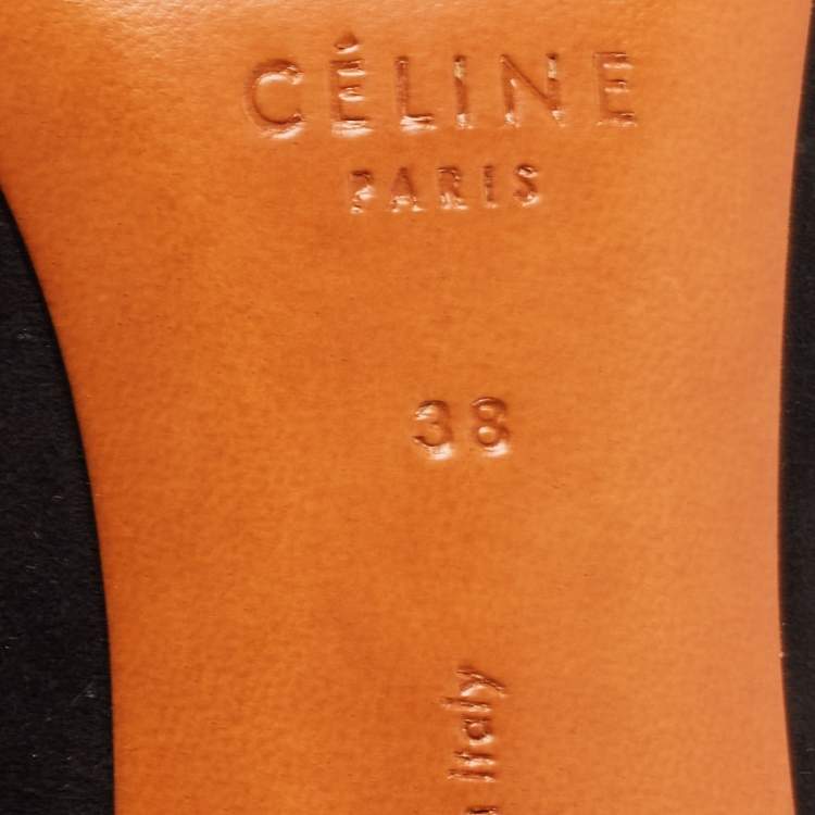 Pre Owned Celine Black Suede V Neck Pointed Toe Pumps Size 38