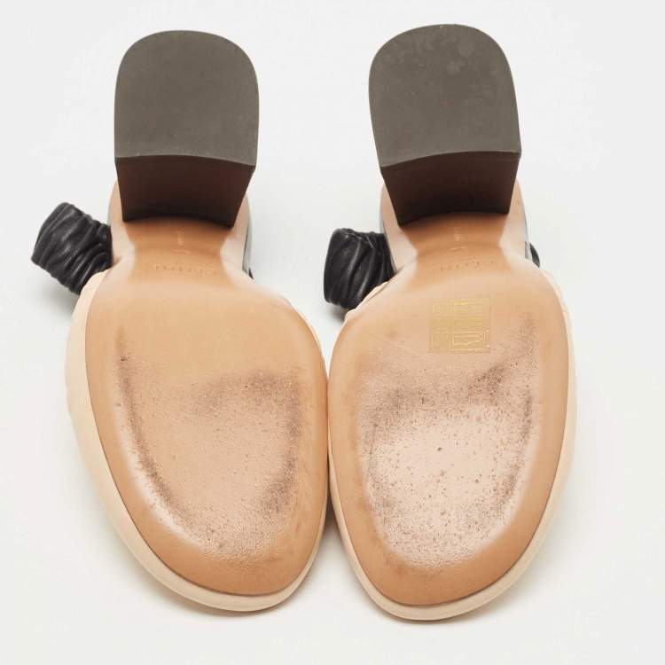 Pre Owned Celine Beige/Black Leather Slingback Pumps Size 36